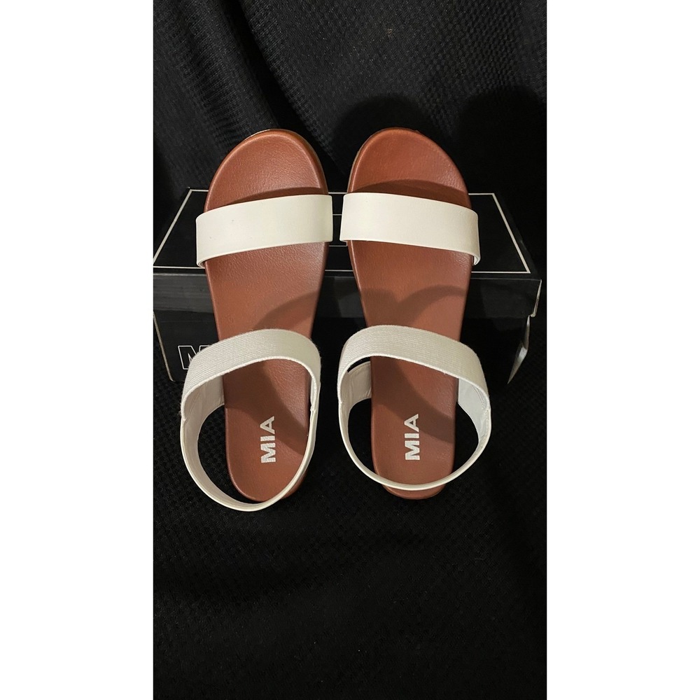 MIA Cindi White Strappy Flat Sandals Size 8 1/2M MH1312J Elastic Ankle Strap NEW - Picture 7 of 8
